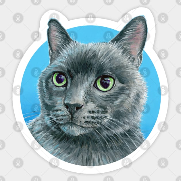Cute Russian Blue Gray Cat Sticker by rebeccawangart